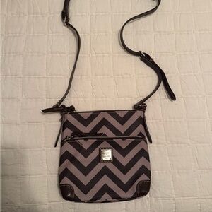 Dooney & Bourke Chevron Crossbody Bag in Brown and Taupe/Gray
